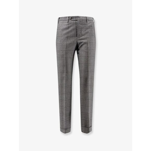 Pt Torino Men Madras Virgin Wool Trousers